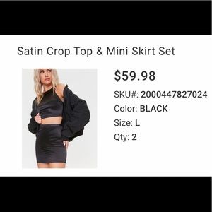 forever 21, satin, black, tank and skirt, never worn, brand new